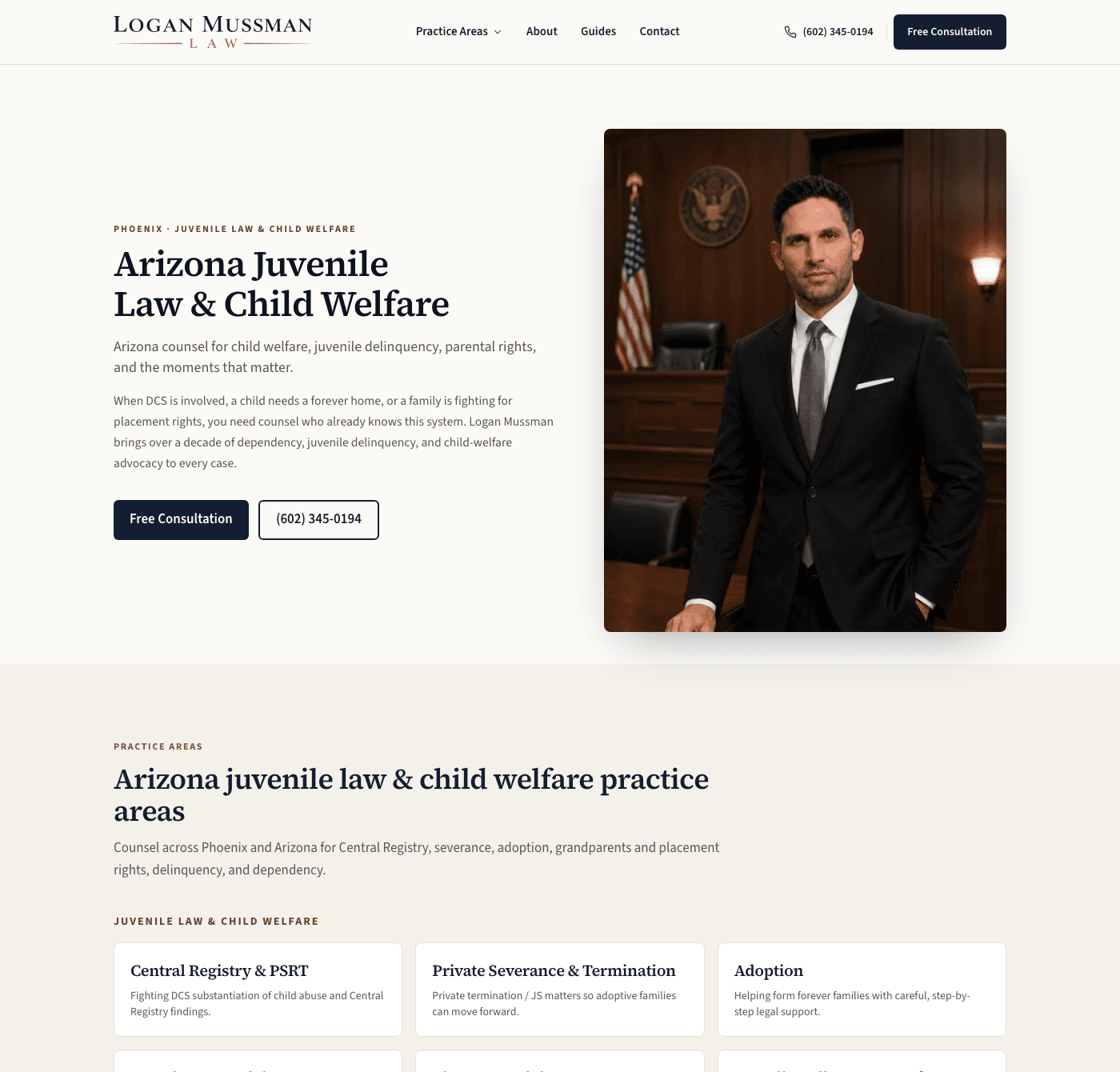Logan Mussman Law homepage — Arizona juvenile law and child welfare